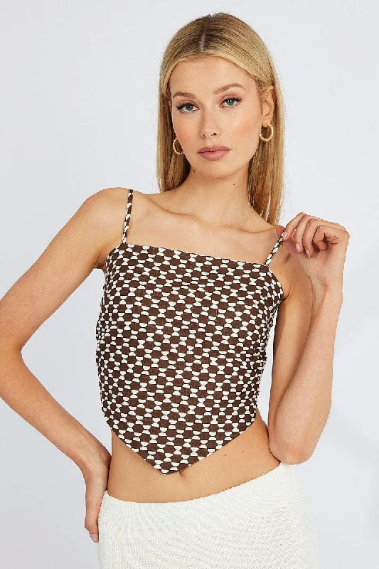 Brown Geo Scarf Cami Top Singlet