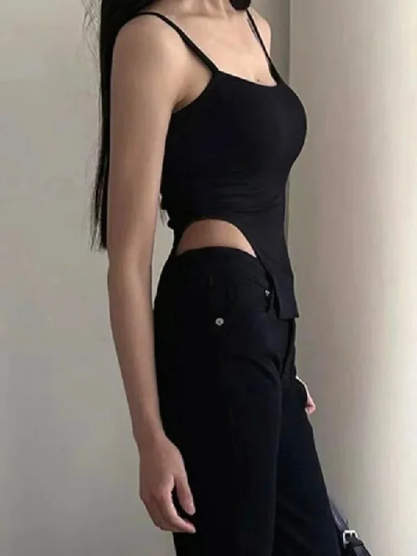 Solid U-Neck Slim Halter Crop Top