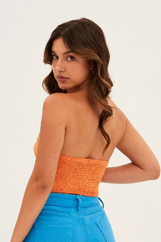 Orange Lace Up Corset Top