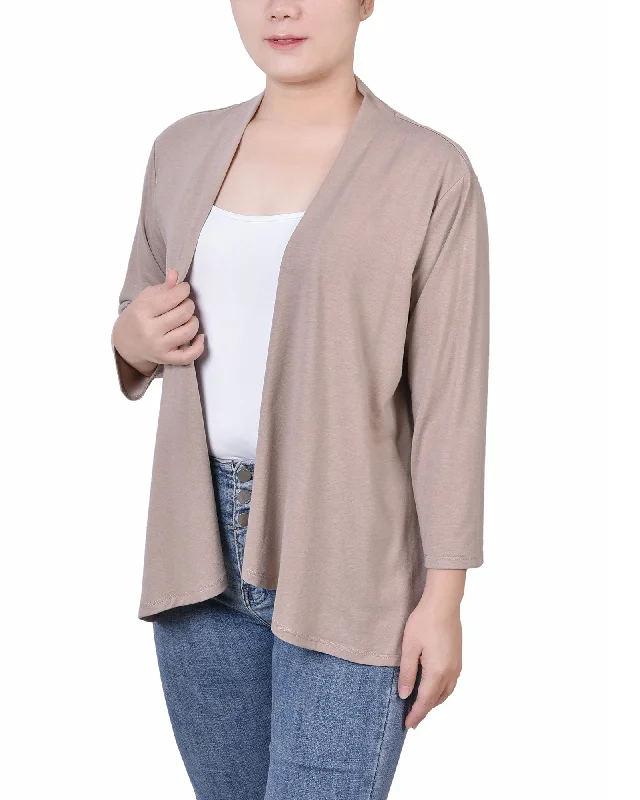 Solid 3/4 Sleeve Cardigan