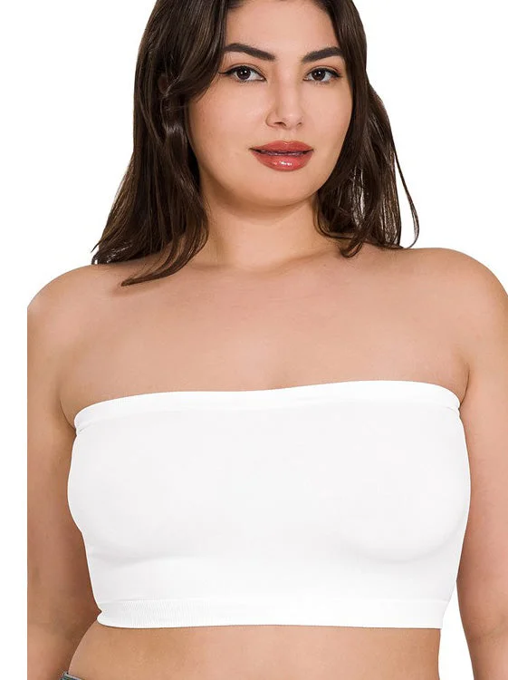 Ella Plus Size Seamless Bandeau in White