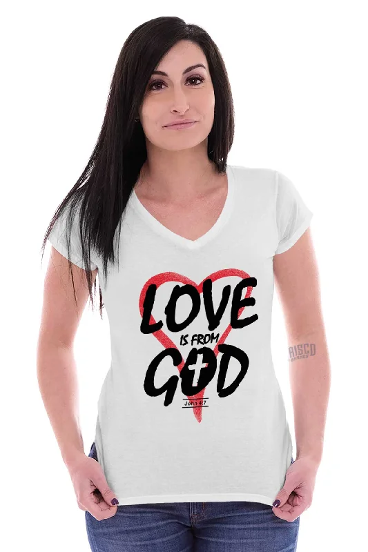 Love is From God Junior Fit V-Neck T-Shirt