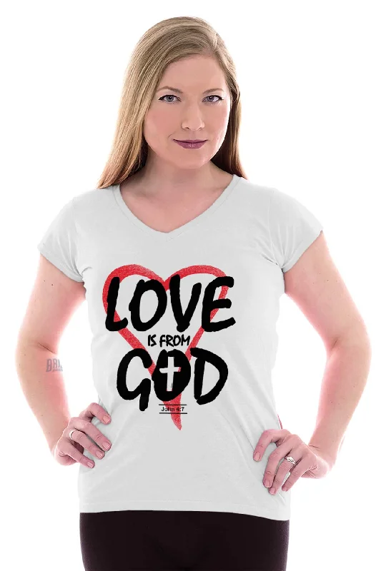 Love is From God Junior Fit V-Neck T-Shirt