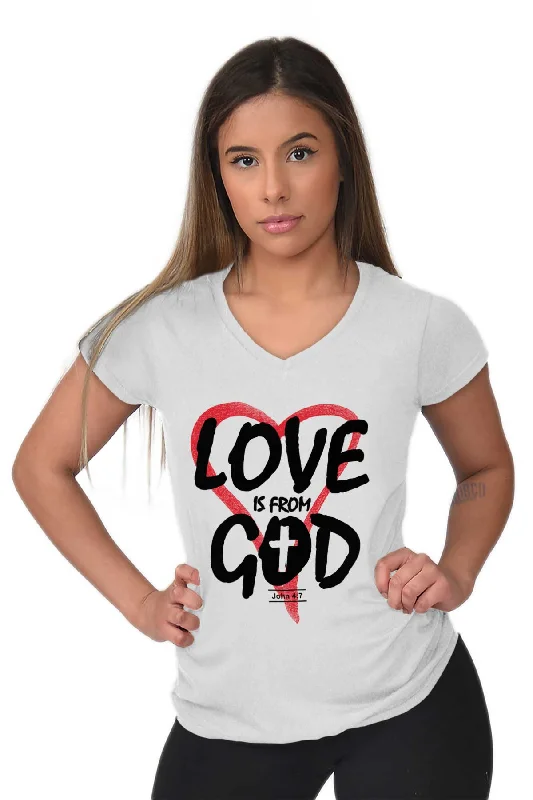 Love is From God Junior Fit V-Neck T-Shirt