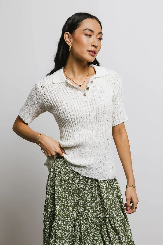 Millie Knit Sweater Top in Off White