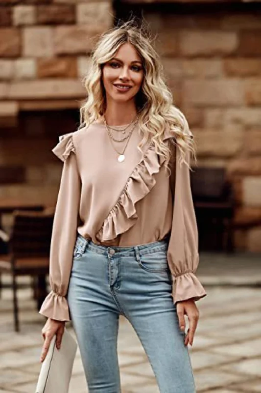 BerryBetty - Ruffled Round Neck Long Sleeve Top