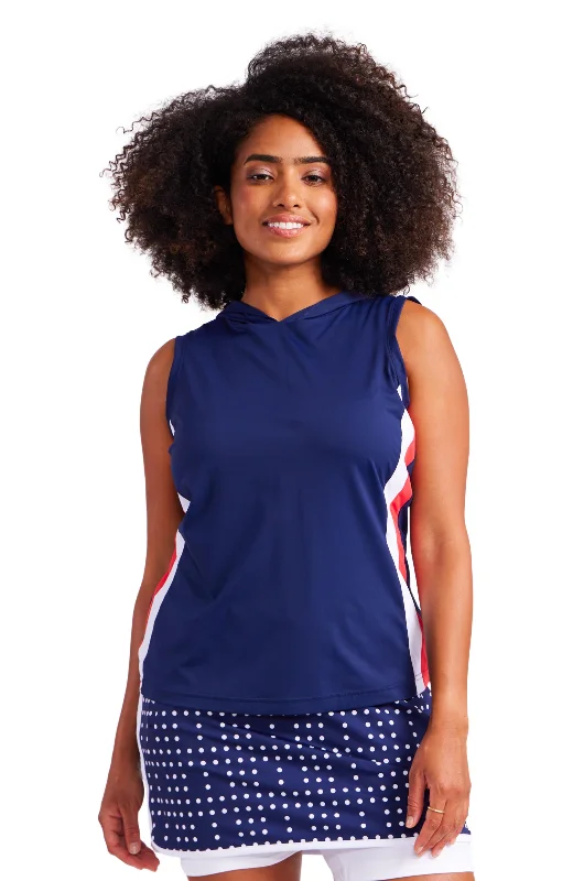 Tech Hoodie Sleeveless Top -Navy Blue