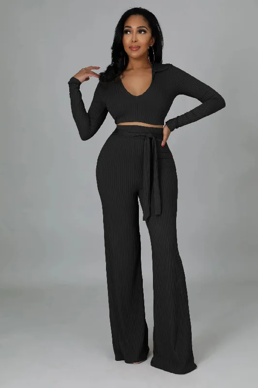 FZ Women's Knit Ribbed Sexy Sweater Pants Suit