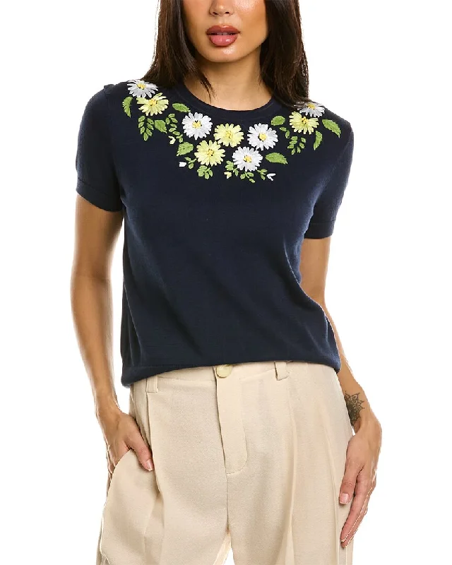 Brooks Brothers Embroidered Floral Sweater