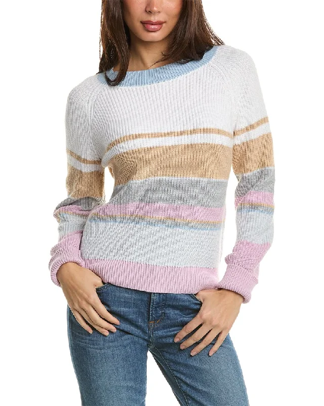 Forte Cashmere Stripe Rib Crop Pullover