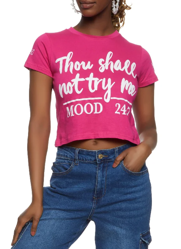 Thou Shall Not Try Me Cropped Graphic Tee