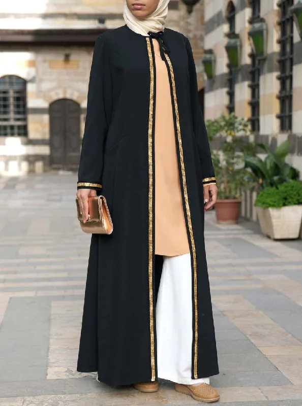 Gold Trim Open Abaya