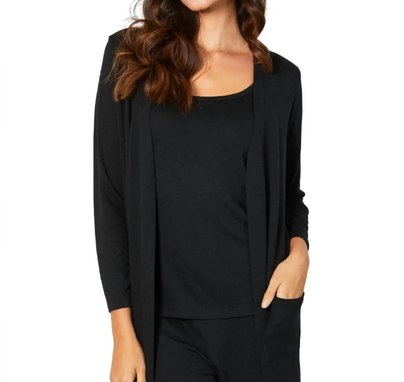 Pocket Duster Cardigan In Black