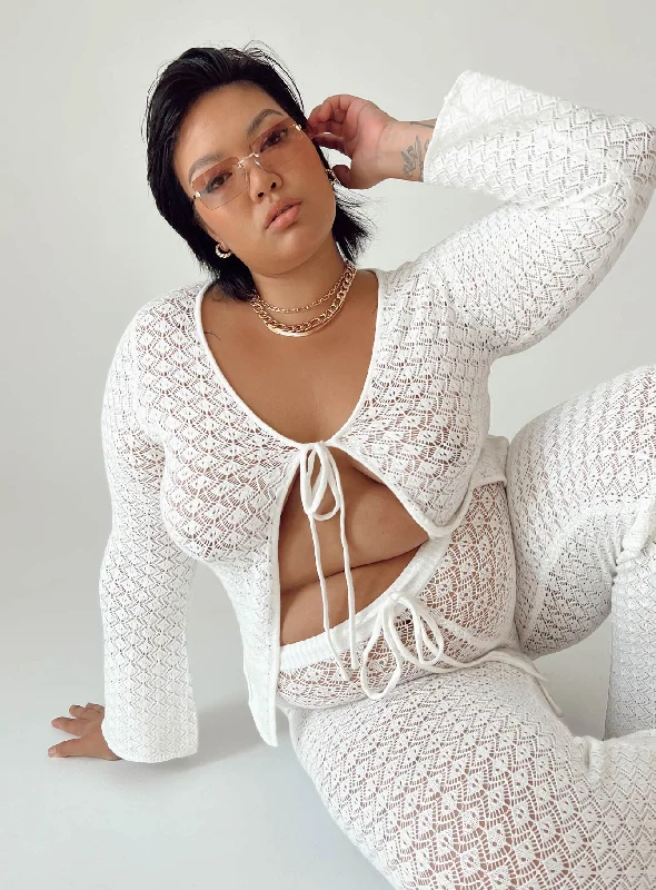 Wild & Free Crochet Top White Curve