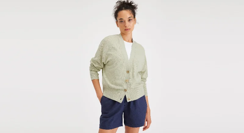 Women's Relaxed Fit Cropped Cardigan Sweater