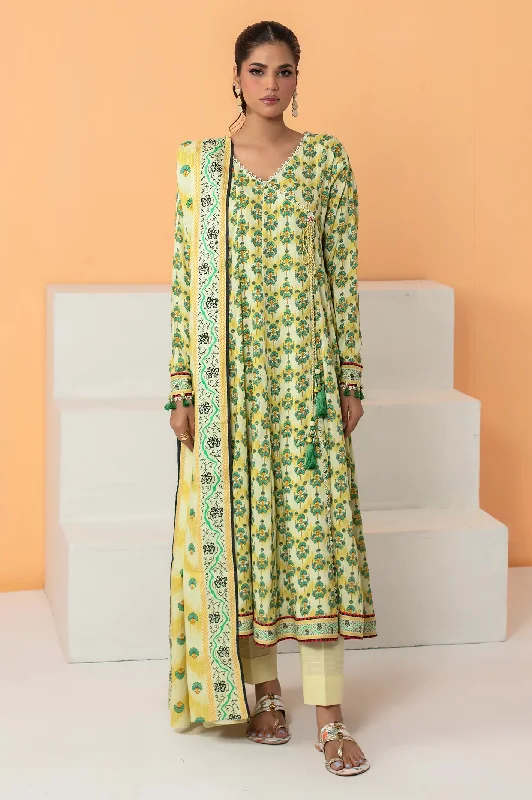 Light Green Printed Unstitched Shirt & Dupatta