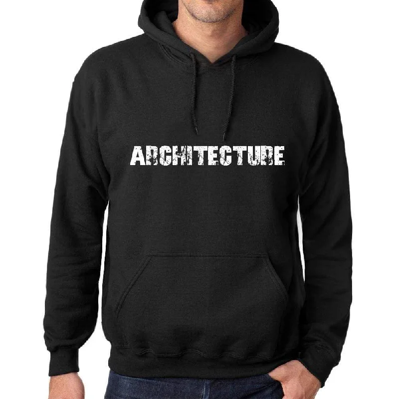 Men's Women's Unisex Printed Graphic Cotton Hoodie Soft Heavyweight Hooded Sweatshirt Pullover Popular Words ARCHITECTURE Deep Black