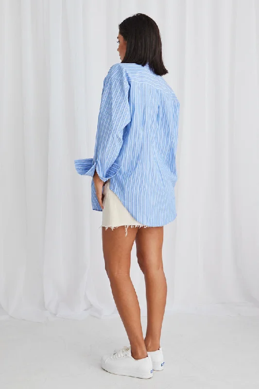 California Cobalt Stripe Oversized Shirt