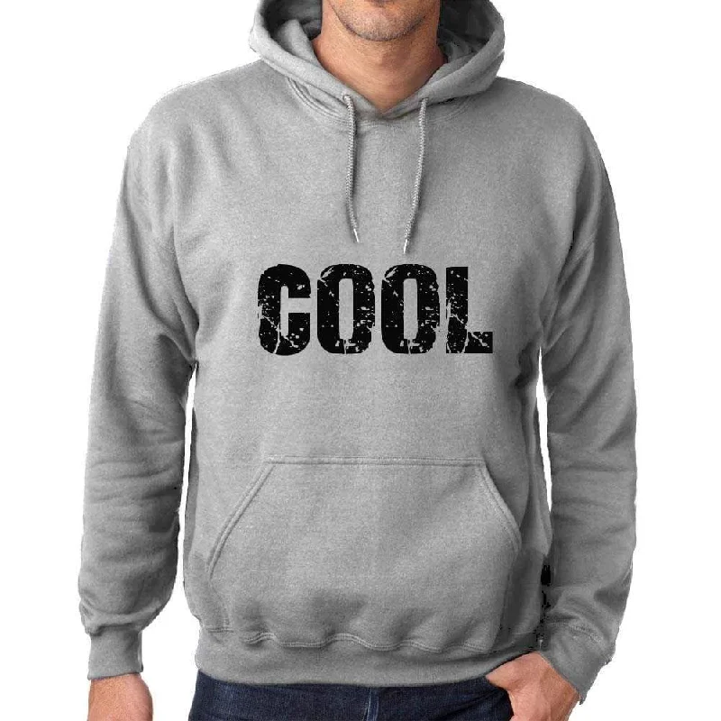 Unisex Printed Graphic Cotton Hoodie Popular Words COOL Grey Marl