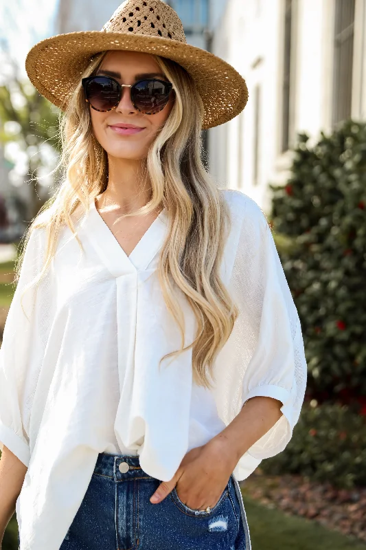 FINAL SALE - Cutest Perspective White Oversized Blouse