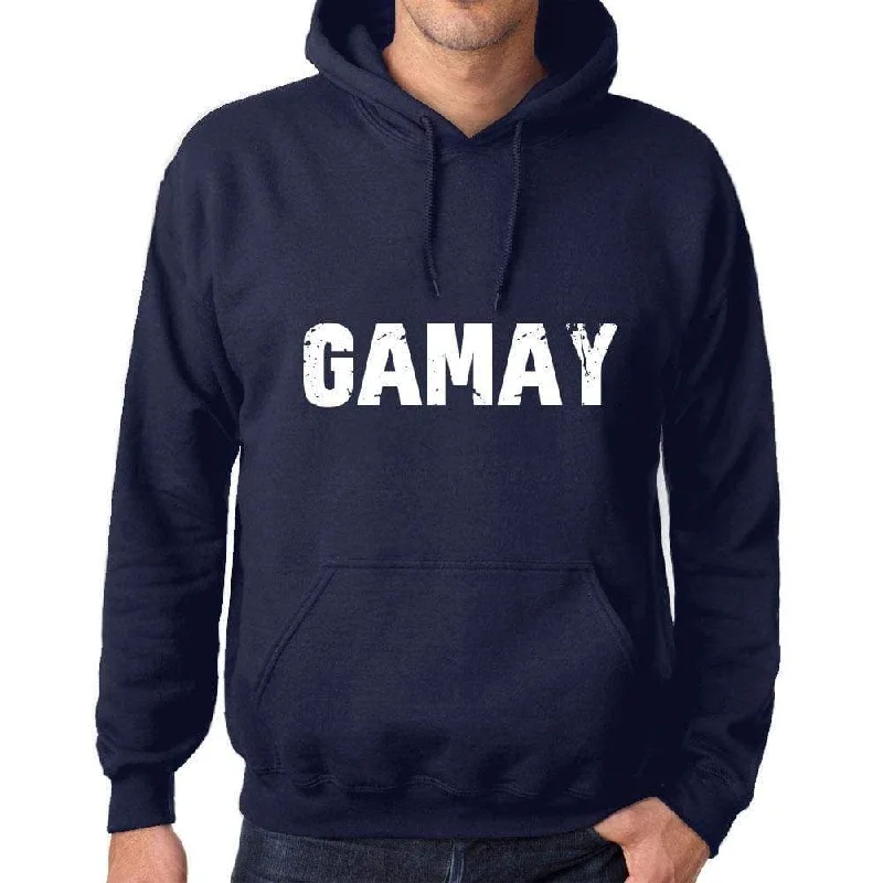 Unisex Printed Graphic Cotton Hoodie Popular Words GAMAY French Navy