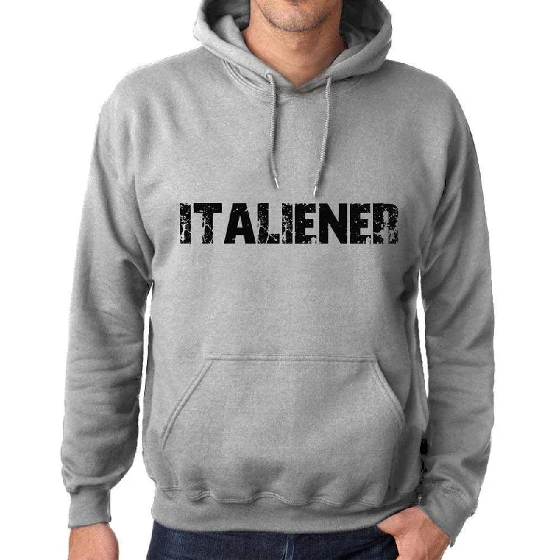 Unisex Printed Graphic Cotton Hoodie Popular Words ITALIENER Grey Marl