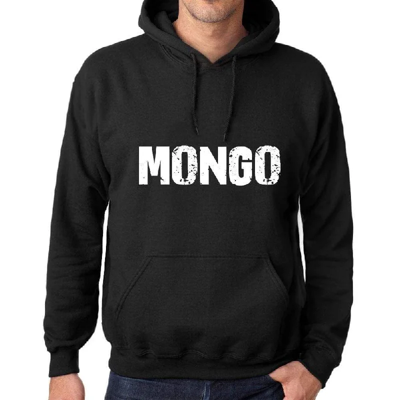 Men's Women's Unisex Printed Graphic Cotton Hoodie Soft Heavyweight Hooded Sweatshirt Pullover Popular Words MONGO Deep Black