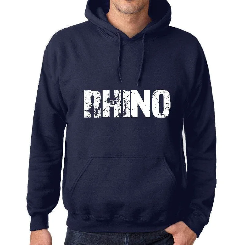 Unisex Printed Graphic Cotton Hoodie Popular Words RHINO French Navy