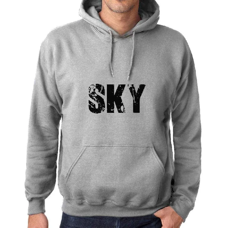 Unisex Printed Graphic Cotton Hoodie Popular Words SKY Grey Marl