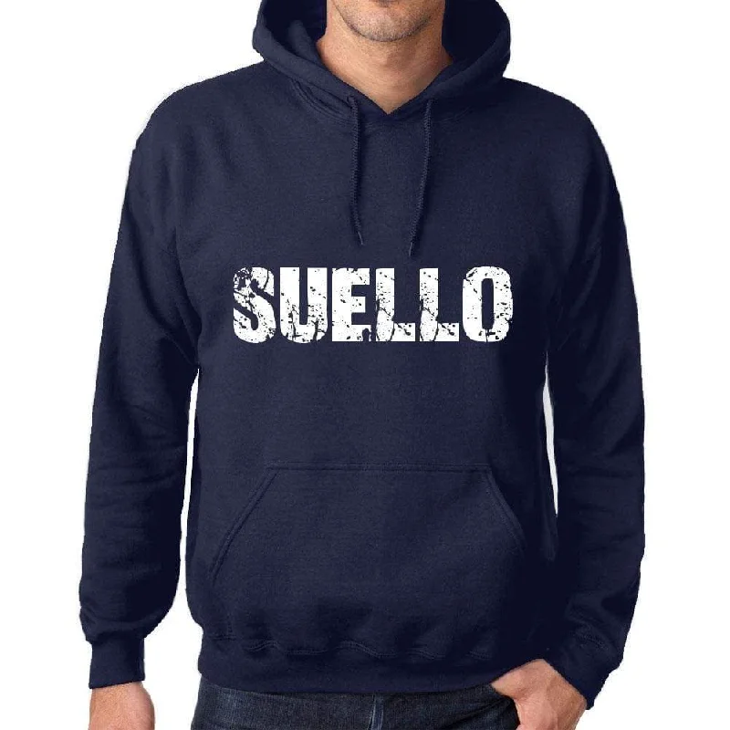 Unisex Printed Graphic Cotton Hoodie Popular Words SUELLO French Navy