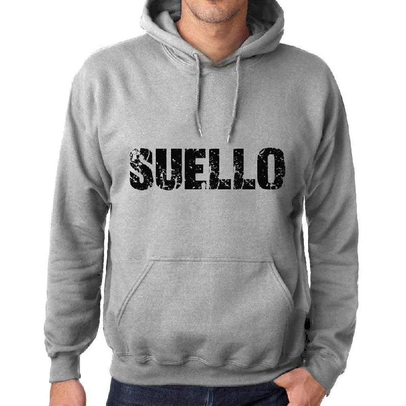 Unisex Printed Graphic Cotton Hoodie Popular Words SUELLO Grey Marl