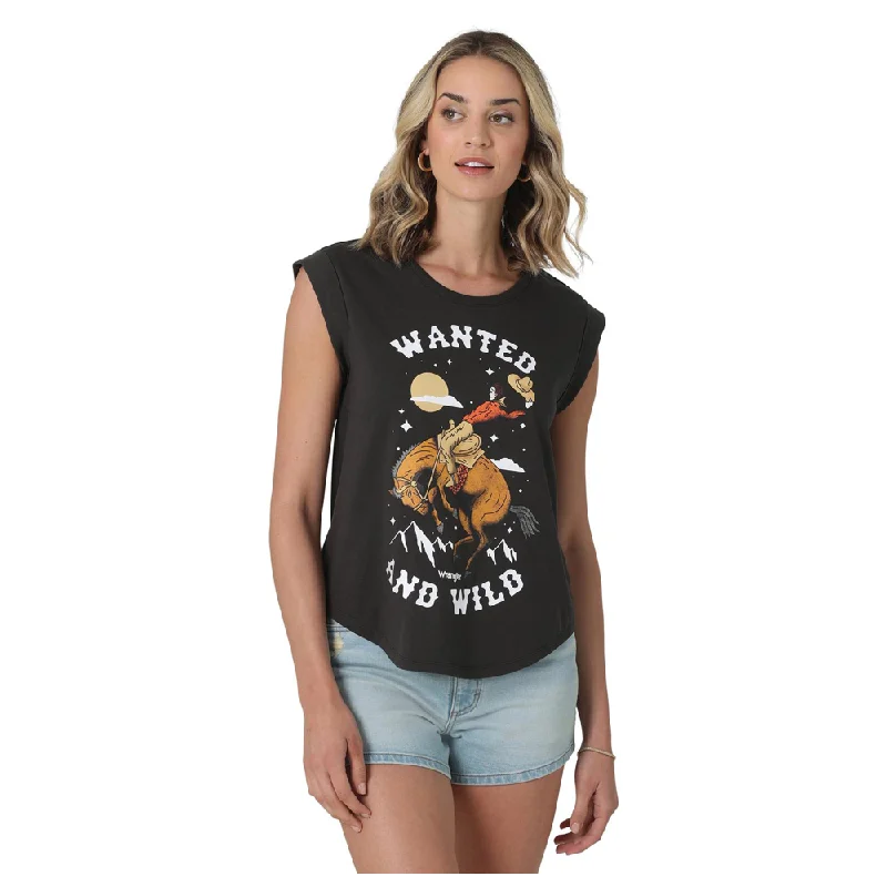 112329942 Wrangler Women's Retro WANTED & WILD Sleeveless Tee - Phantom