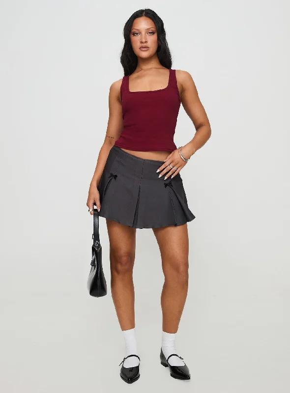 Baseline Square Neck Rib Tank Top Red