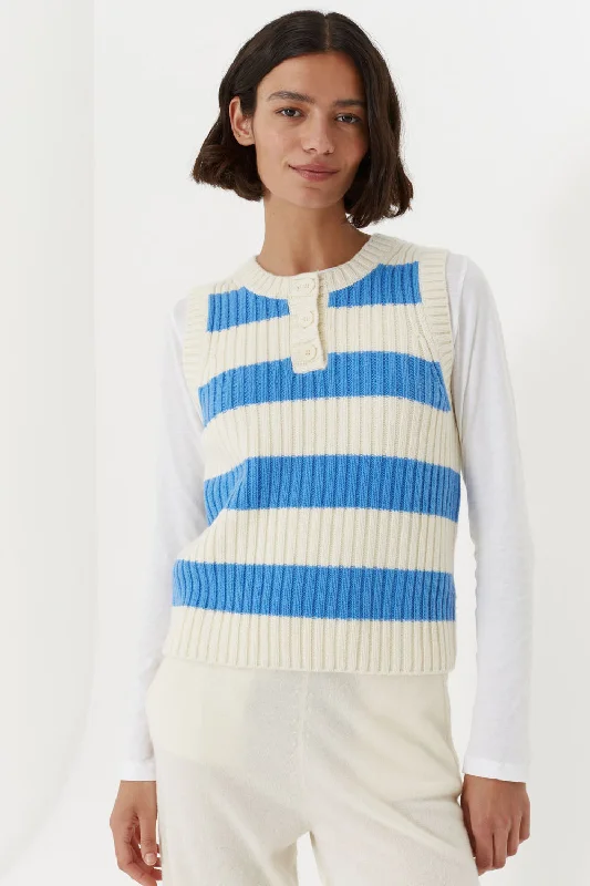 Blue Wool-Cashmere Striped Tank