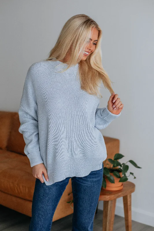 Chelsea Mock Neck Sweater - Powder Blue