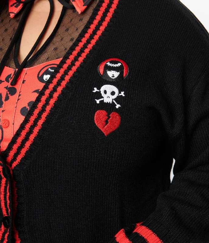 Emily The Strange x Unique Vintage Black & Red Long Cardigan