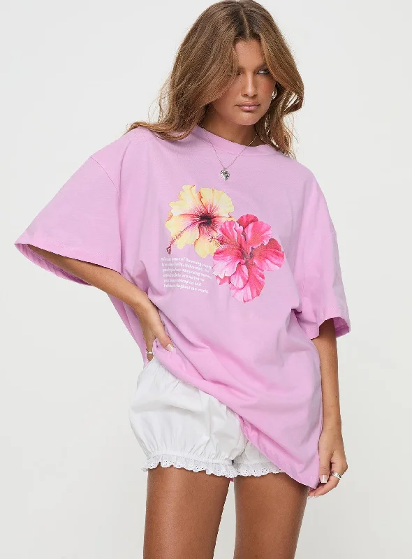 Hibiscus Haven Oversized Tee Pink