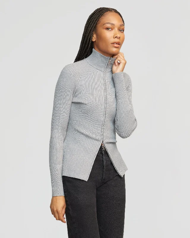 Kaine Ribbed Two-Way Zip Sweater