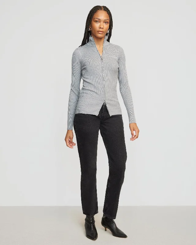 Kaine Ribbed Two-Way Zip Sweater