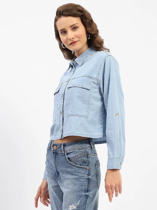 Madame Front Pocket Light Blue Denim Shirt