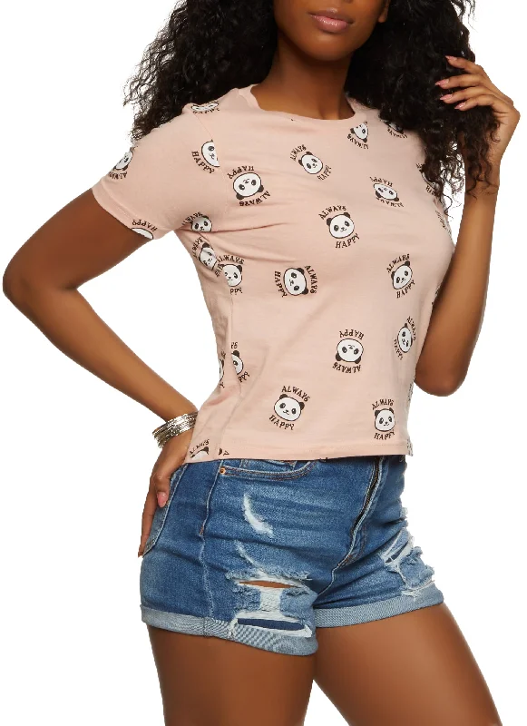 Always Happy Printed Panda Graphic Tee