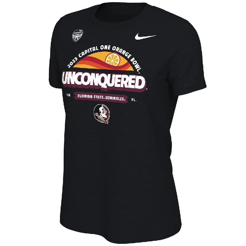 Nike Women's Florida State Seminoles Orange Bowl Unconquered Design Short Sleeve T-shirt - Black