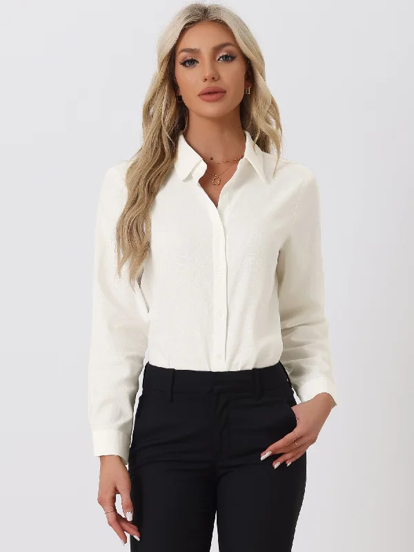 Button Down Shirt Office Casual Long Sleeve Blouse