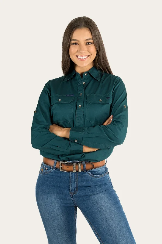 Pentecost River Womens Half Button Work Shirt - Groundsheet Green