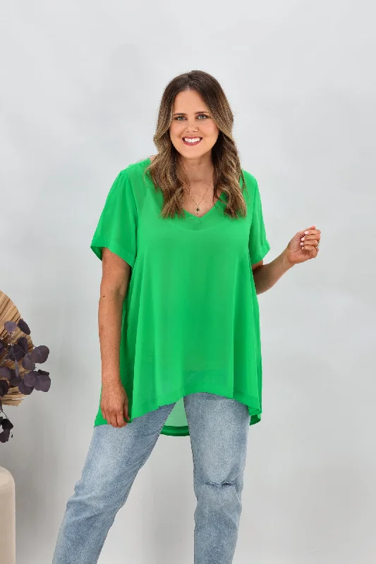 Shine On Label Bridgette Hi Lo Chiffon Top Green