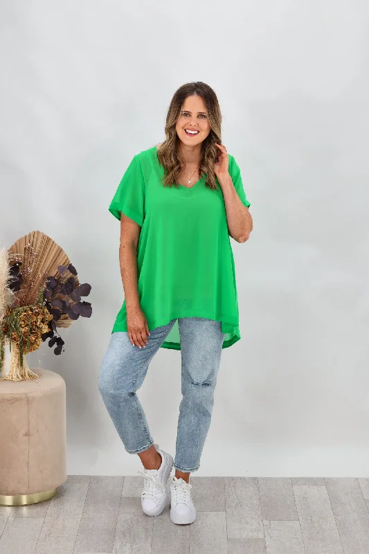 Shine On Label Bridgette Hi Lo Chiffon Top Green