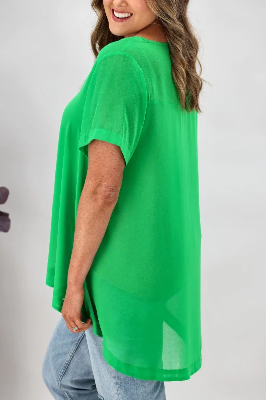 Shine On Label Bridgette Hi Lo Chiffon Top Green