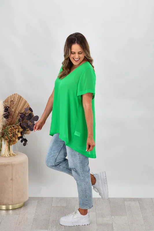 Shine On Label Bridgette Hi Lo Chiffon Top Green