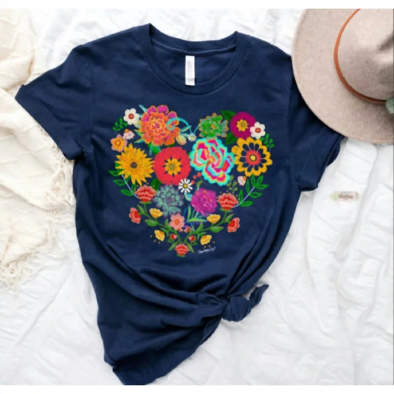 Women's Fiesta Heart Tee In Navy