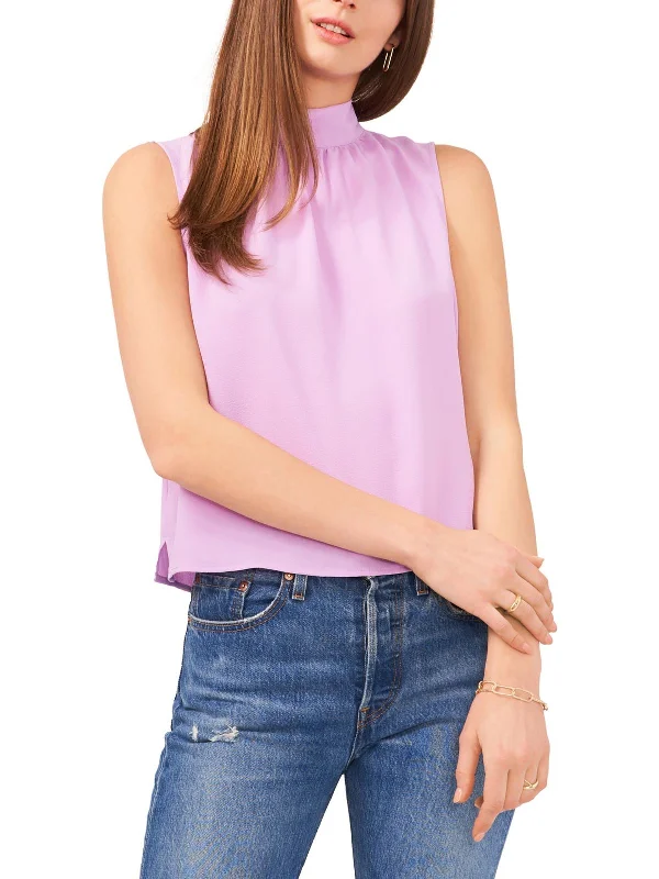 Womens Mock Neck Sleeveless Shell